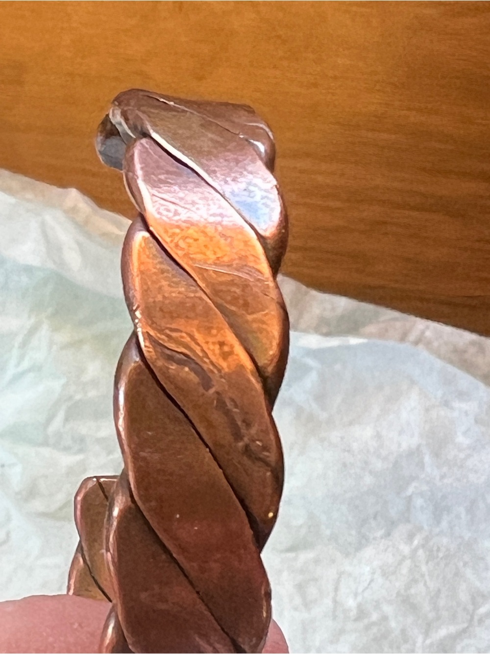 Vintage Aged Twisted Copper Cuff Bracelet - Picture 6 of 7